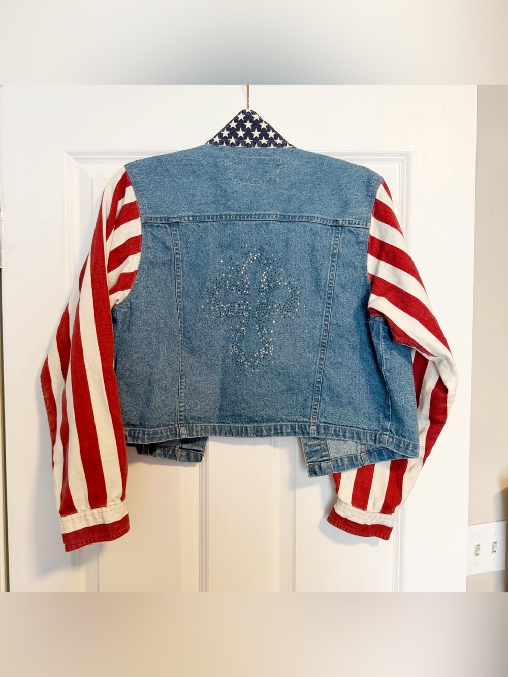 Vintage y2k Quizz Jeans authentic American flag Jean jacket. - Picture 3 of 6